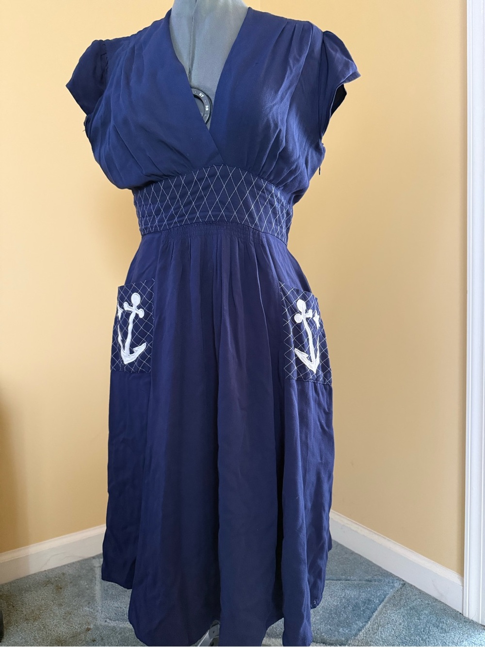 Navy Anchor Pocket Midi Dress - Brand Unspecified